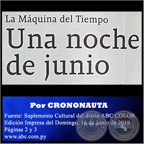 UNA NOCHE DE JUNIO - Por CRONO NAUTA - Domingo, 16 de Junio de 2019